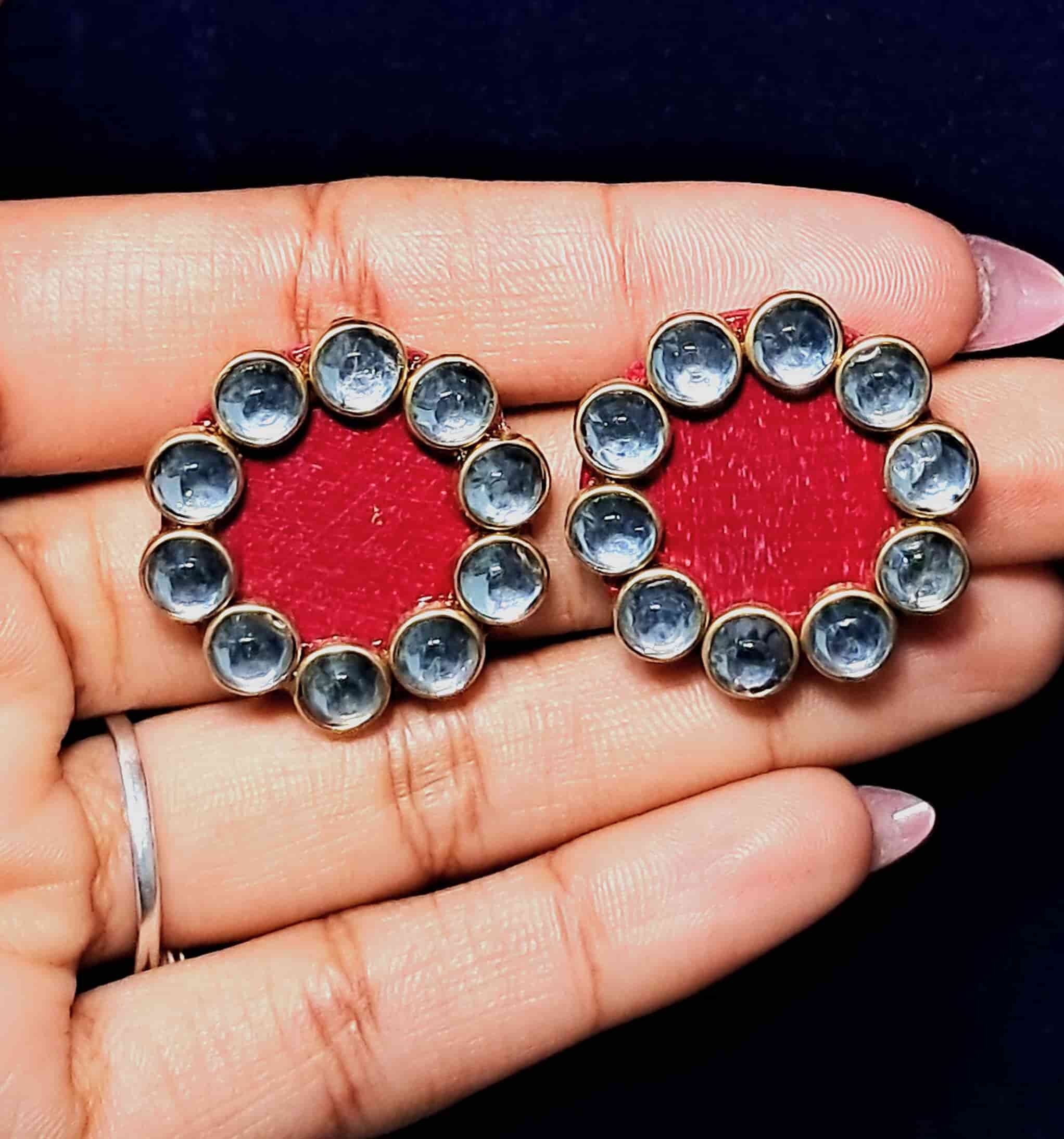 Indian rust round studs by Velaora Jewels